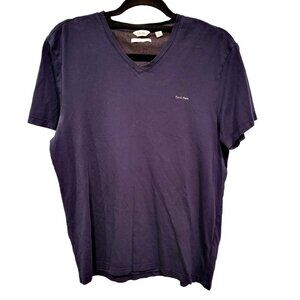 𝅺CALVIN Klein Men's Supima Cotton V-Neck Logo T-Shirt Navy Blue sz(M)